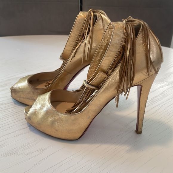Christian Louboutin Metallic Fringe Heels - Picture 16 of 16